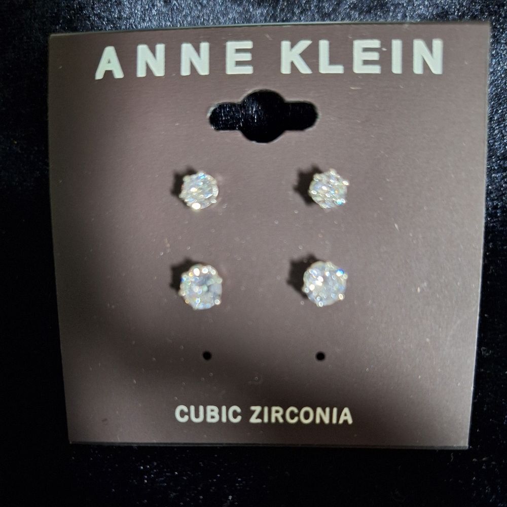 Anne Klein Set Of 2 Crystal Cubic Zirconia Earrings